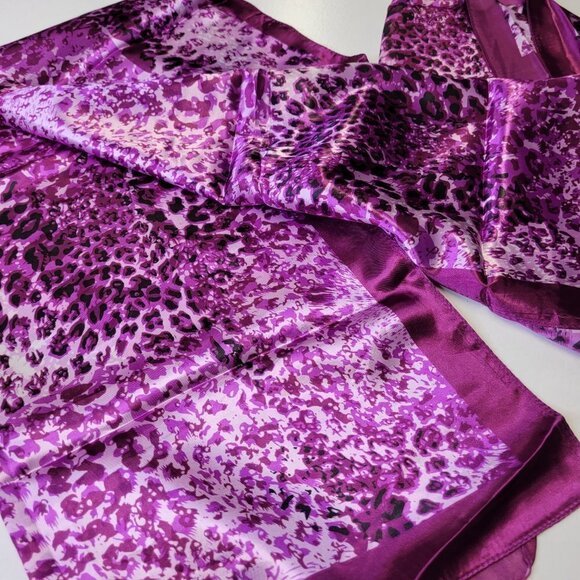 NEW Purple Black Animal Print Long Rectangular Scarf - Picture 5 of 7